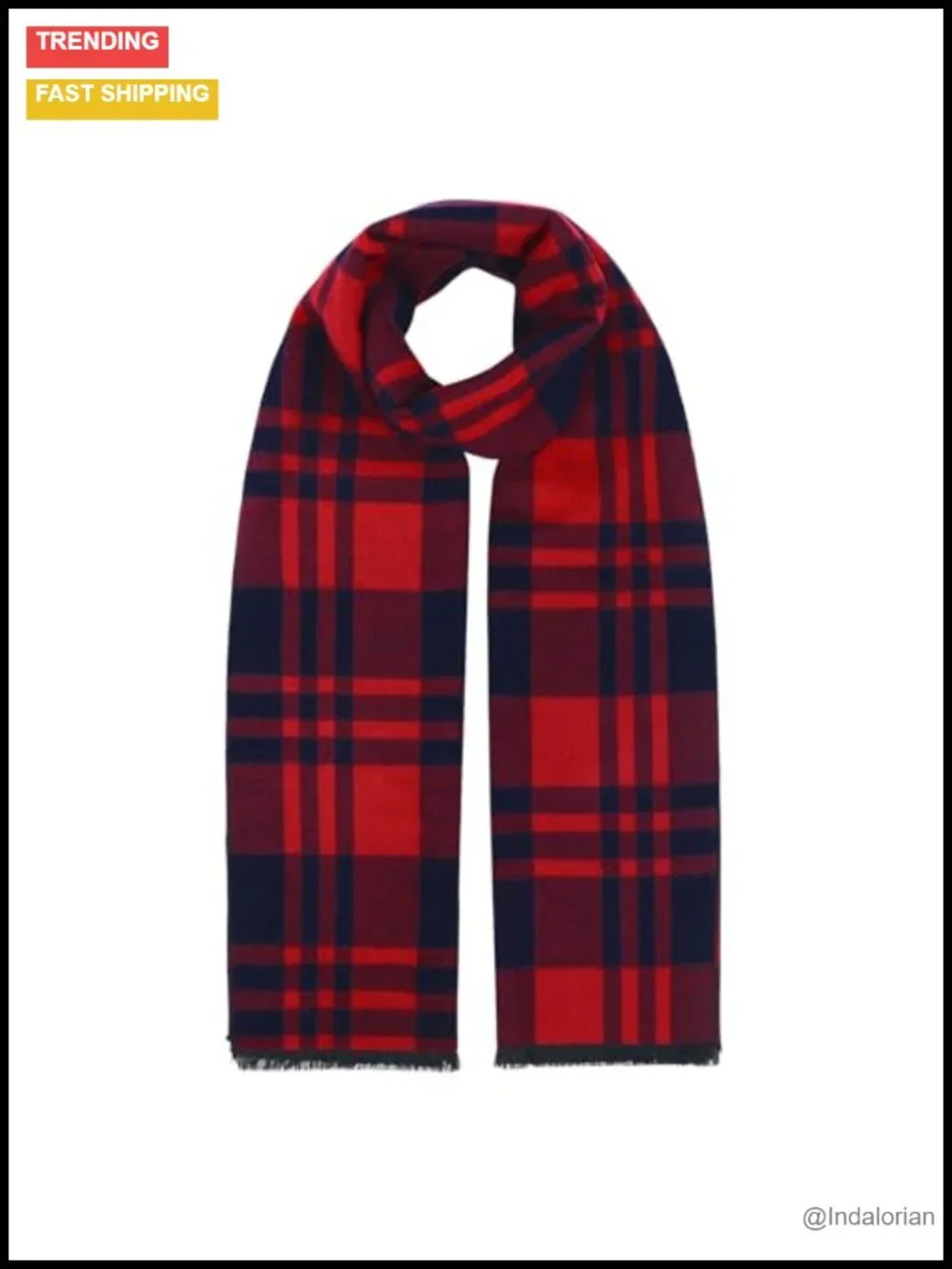 Men's Winter Warm Long Soft Scarf Plaid Tassel Classic Scarves